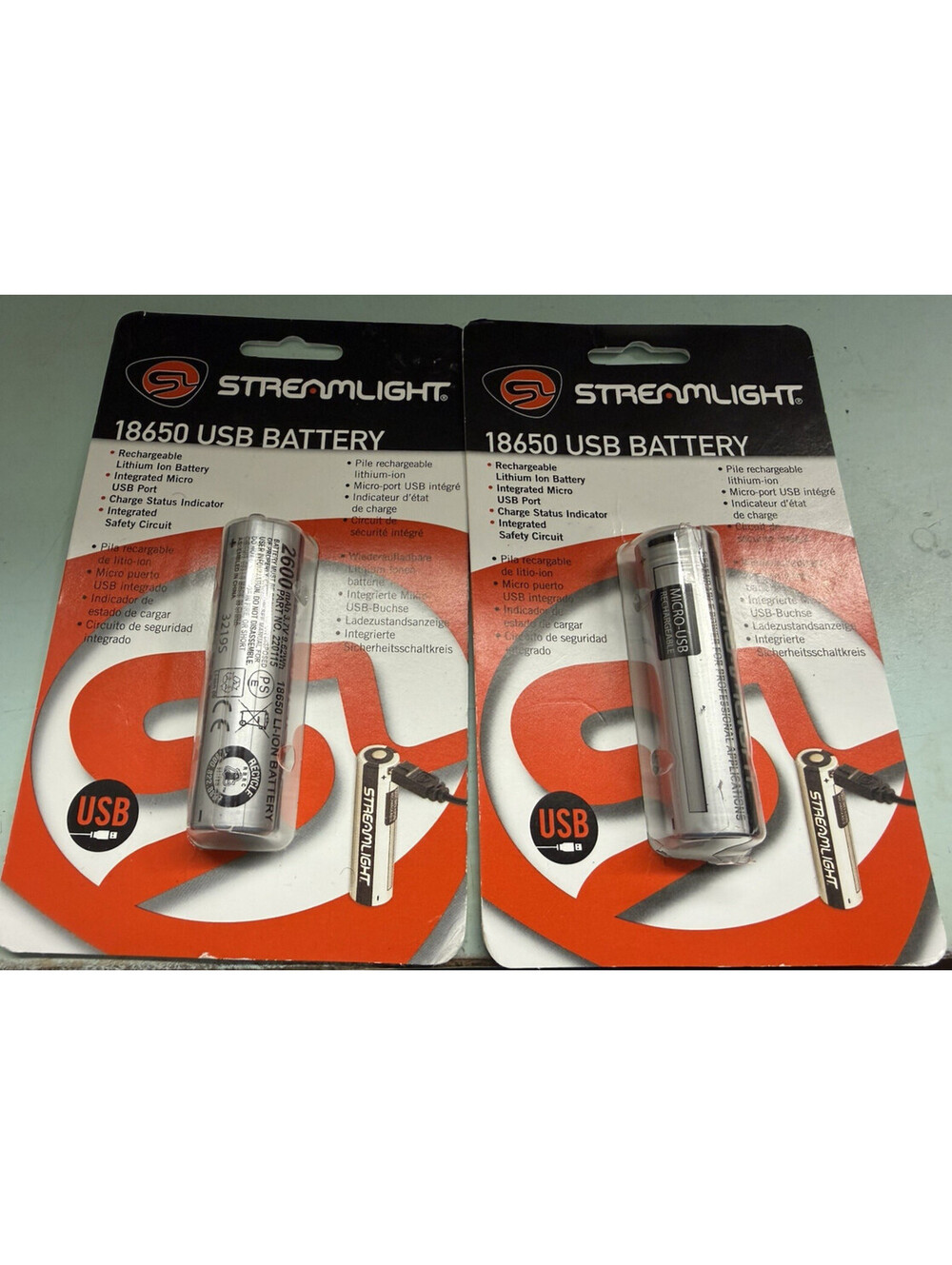 2 Streamlight 18650 USB Battery Brand New